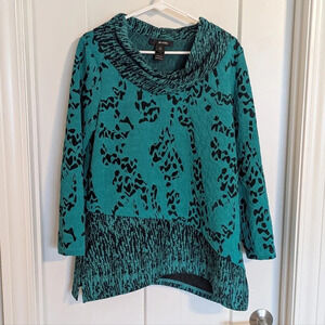 Ali Miles Green Asymmetrical Cowl Neck Tunic sz M